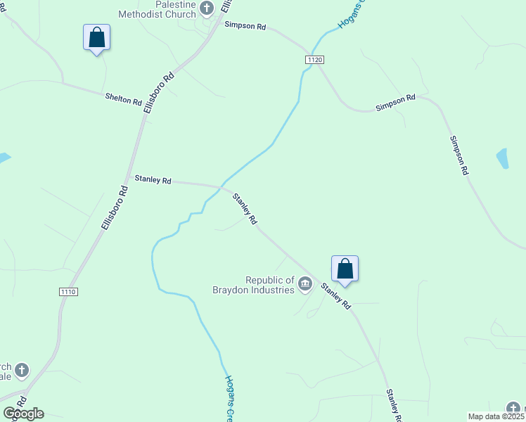 map of restaurants, bars, coffee shops, grocery stores, and more near 353 Stanley Road in Stokesdale