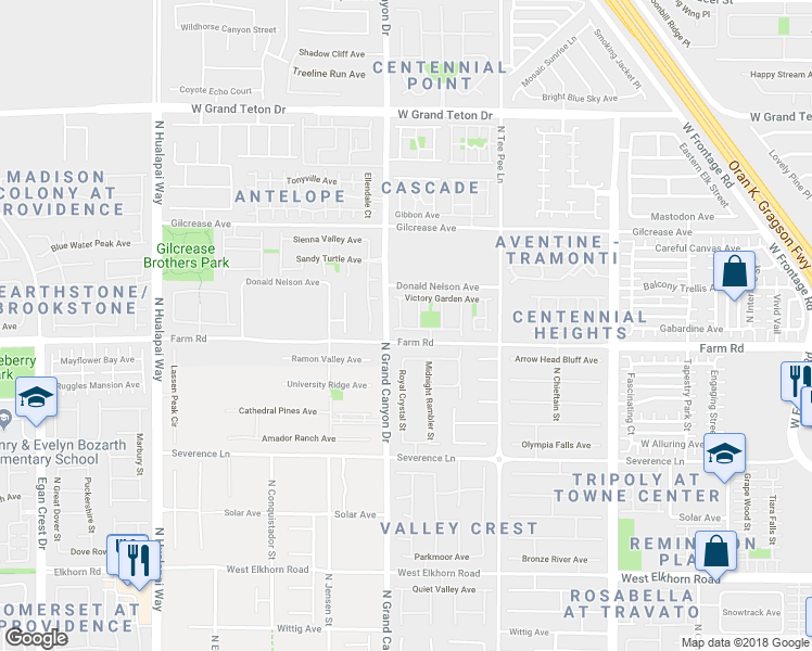 map of restaurants, bars, coffee shops, grocery stores, and more near 7618 Riva Ridge Street in Las Vegas