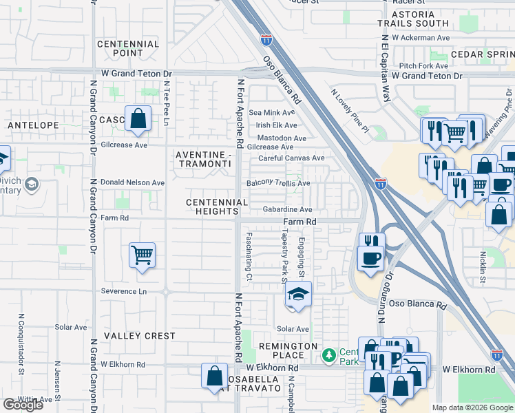 map of restaurants, bars, coffee shops, grocery stores, and more near 9136 Gabardine Avenue in Las Vegas