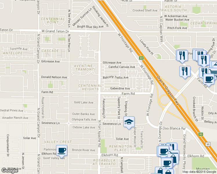 map of restaurants, bars, coffee shops, grocery stores, and more near 7604 Symmerty Court in Las Vegas