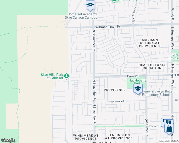 map of restaurants, bars, coffee shops, grocery stores, and more near 7619 Houston Peak Street in Las Vegas