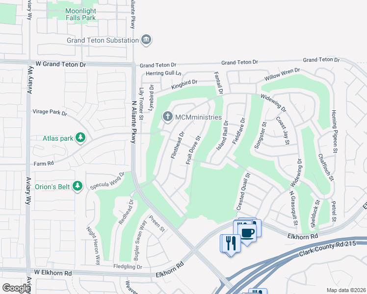 map of restaurants, bars, coffee shops, grocery stores, and more near 3305 Fernbird Lane in North Las Vegas