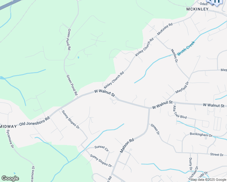 map of restaurants, bars, coffee shops, grocery stores, and more near 3528 West Walnut Street in Johnson City