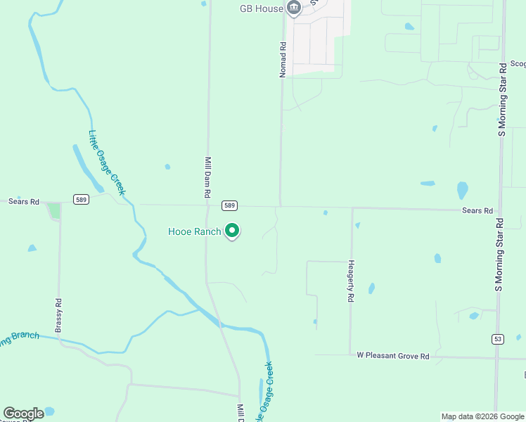 map of restaurants, bars, coffee shops, grocery stores, and more near 10601-10799 Sears Road in Bentonville