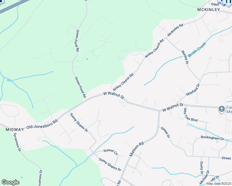 map of restaurants, bars, coffee shops, grocery stores, and more near 3534 West Walnut Street in Johnson City