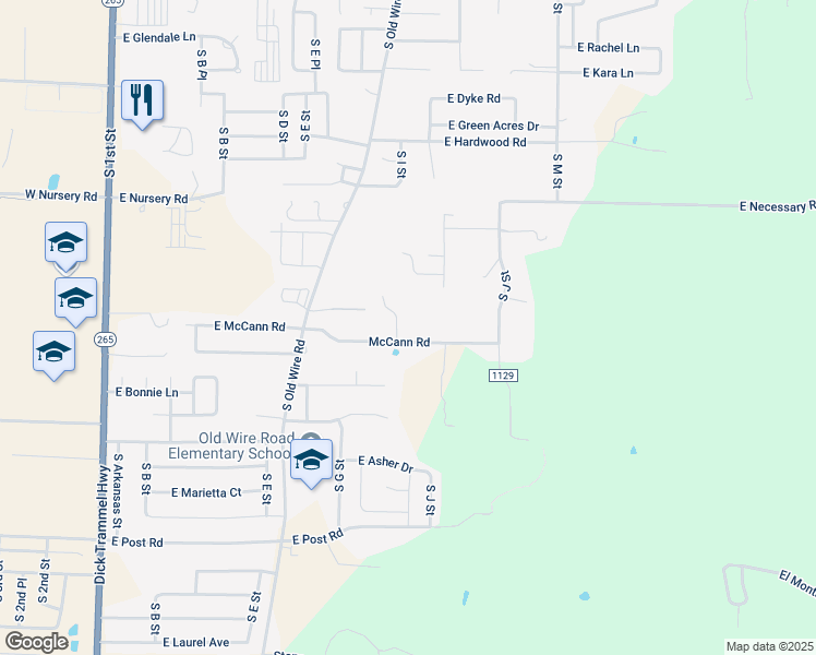 map of restaurants, bars, coffee shops, grocery stores, and more near 2835 Mccann Ln in Rogers