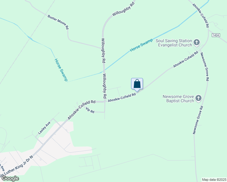 map of restaurants, bars, coffee shops, grocery stores, and more near 108 Waldorf Street in Ahoskie