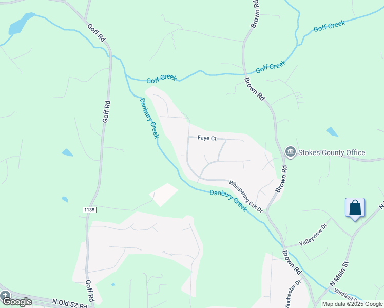 map of restaurants, bars, coffee shops, grocery stores, and more near 224 Whispering Creek Road in King