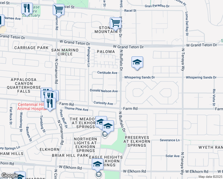 map of restaurants, bars, coffee shops, grocery stores, and more near 7616 Donald Nelson Avenue in Las Vegas