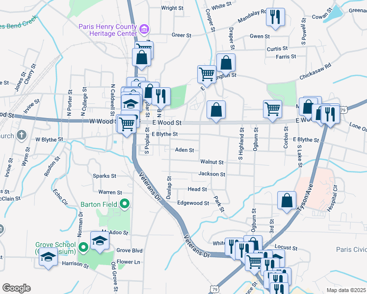 map of restaurants, bars, coffee shops, grocery stores, and more near 314 Aden Street in Paris