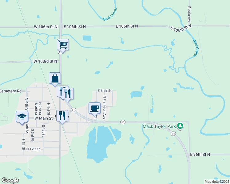 map of restaurants, bars, coffee shops, grocery stores, and more near 604 E Blair St in Sperry