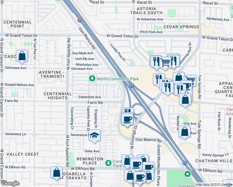 map of restaurants, bars, coffee shops, grocery stores, and more near 7633 Tender Tassels Street in Las Vegas