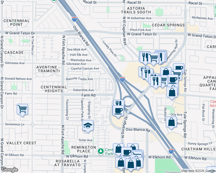 map of restaurants, bars, coffee shops, grocery stores, and more near 7633 Tender Tassels Street in Las Vegas