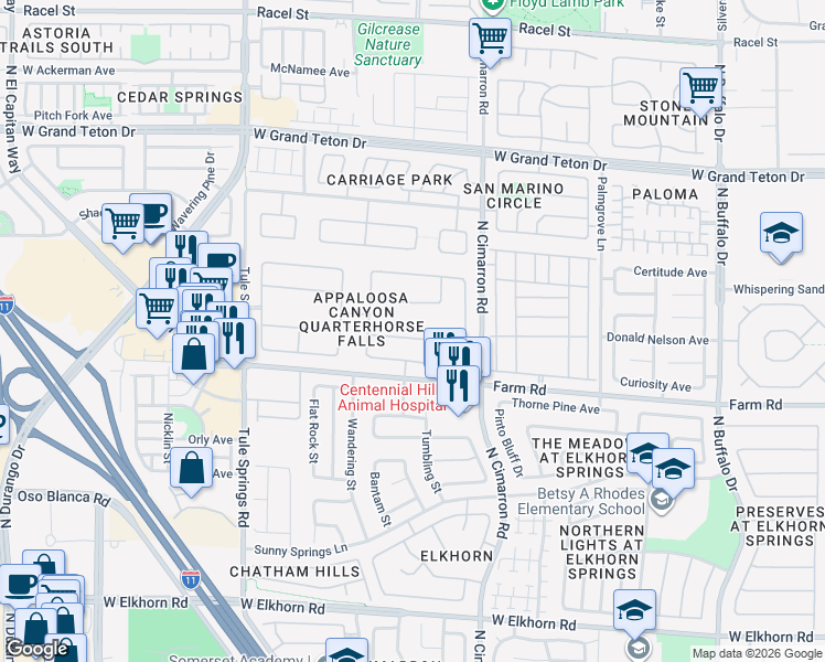 map of restaurants, bars, coffee shops, grocery stores, and more near 8096 Chestnut Glen Avenue in Las Vegas