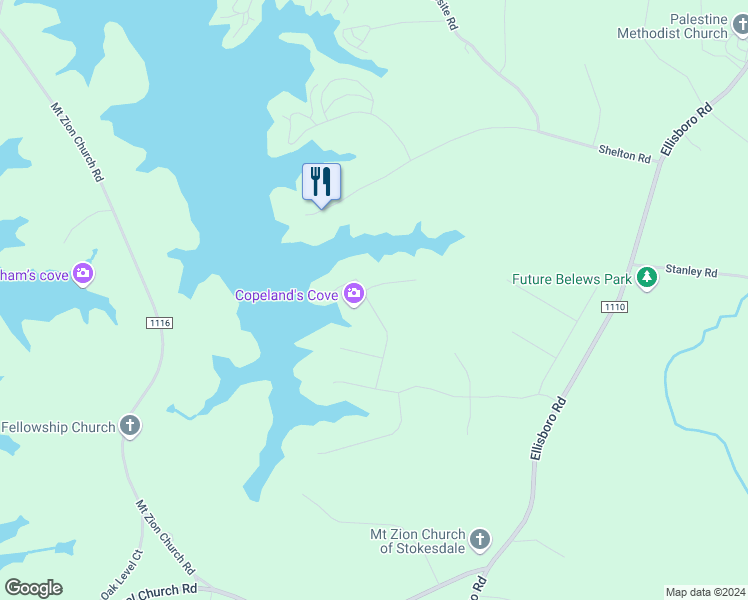 map of restaurants, bars, coffee shops, grocery stores, and more near 233 Leeward Drive in Stokesdale