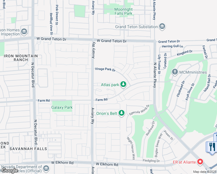 map of restaurants, bars, coffee shops, grocery stores, and more near 4133 Venus Falls Avenue in North Las Vegas