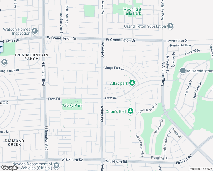 map of restaurants, bars, coffee shops, grocery stores, and more near 4190 Farm Road in North Las Vegas
