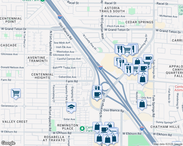 map of restaurants, bars, coffee shops, grocery stores, and more near 7629 Tender Tassels Street in Las Vegas