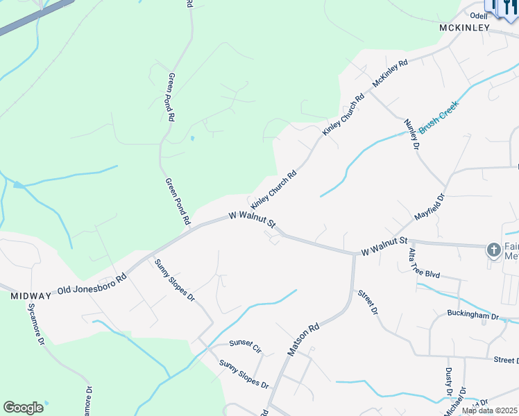 map of restaurants, bars, coffee shops, grocery stores, and more near 3534 West Walnut Street in Johnson City