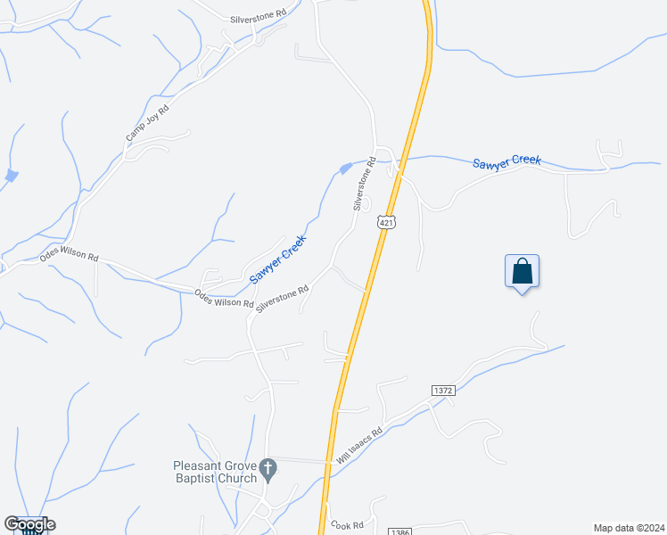 map of restaurants, bars, coffee shops, grocery stores, and more near 2278 Silverstone Road in Zionville