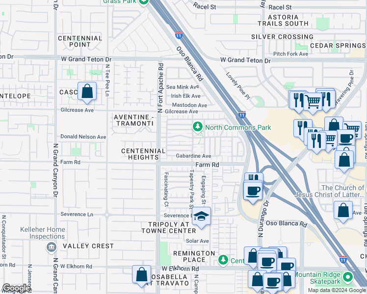 map of restaurants, bars, coffee shops, grocery stores, and more near 9105 Parapet Avenue in Las Vegas
