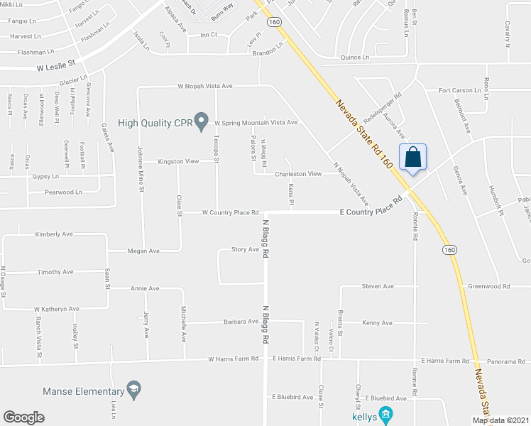 map of restaurants, bars, coffee shops, grocery stores, and more near 9031 North Blagg Road in Pahrump