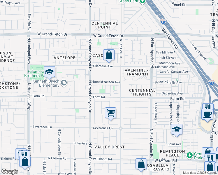 map of restaurants, bars, coffee shops, grocery stores, and more near 7637 Sonora View Street in Las Vegas