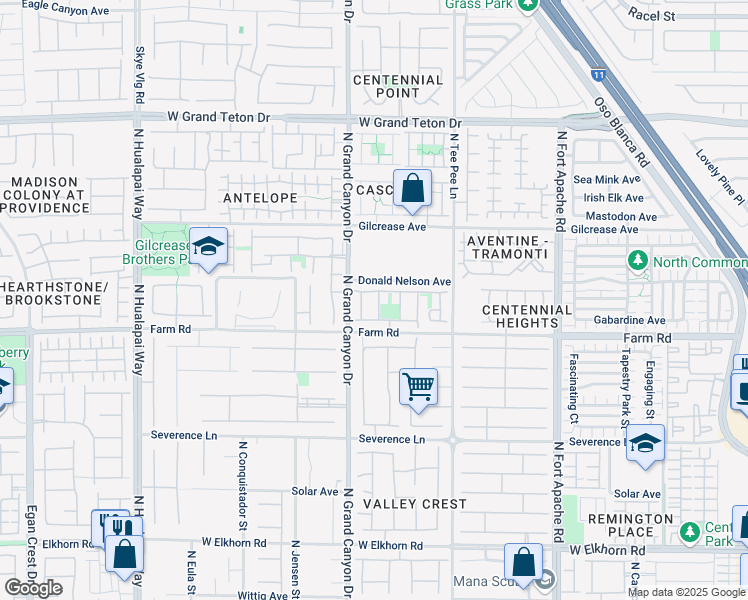 map of restaurants, bars, coffee shops, grocery stores, and more near 7622 Riva Ridge Street in Las Vegas