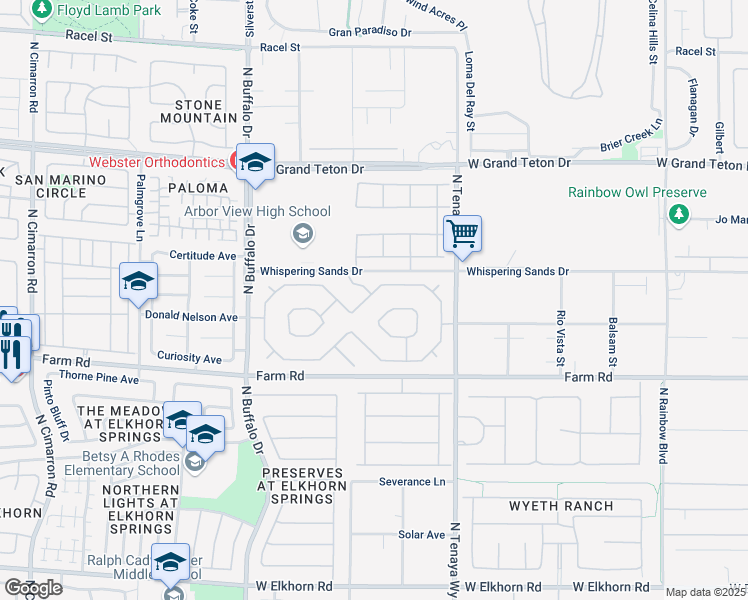 map of restaurants, bars, coffee shops, grocery stores, and more near 7351 Real Quiet Drive in Las Vegas