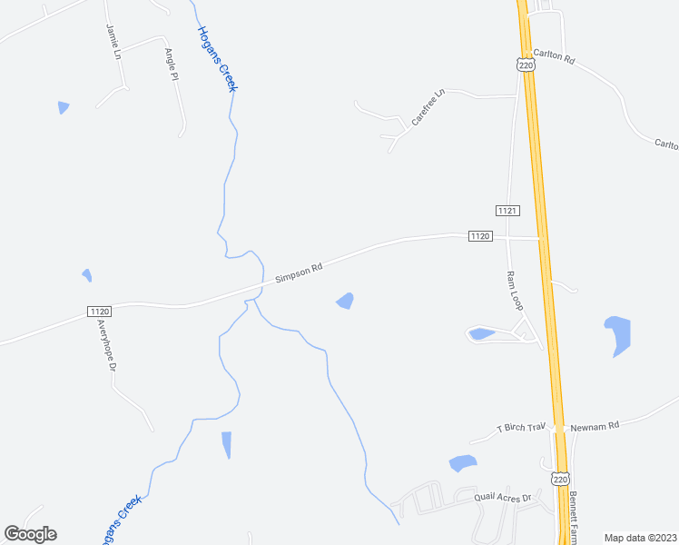 map of restaurants, bars, coffee shops, grocery stores, and more near 1598 Simpson Road in Stokesdale