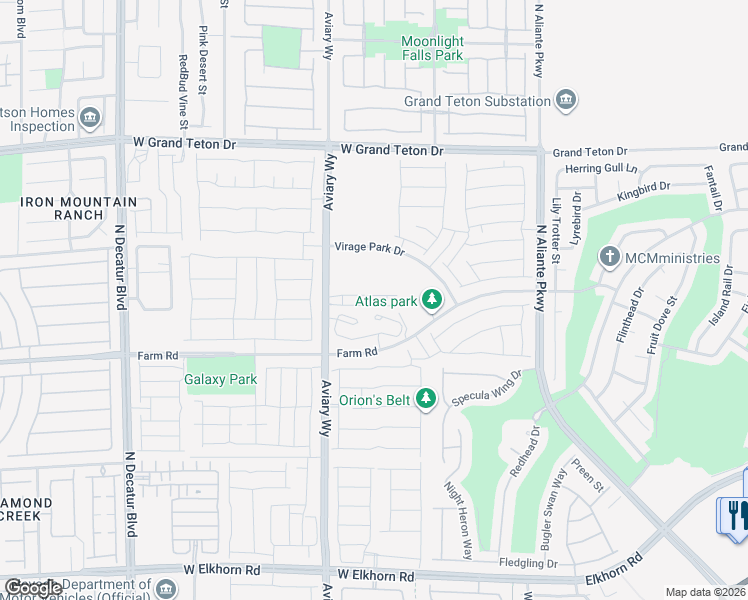 map of restaurants, bars, coffee shops, grocery stores, and more near 4145 Lunar Canyon Ave in North Las Vegas