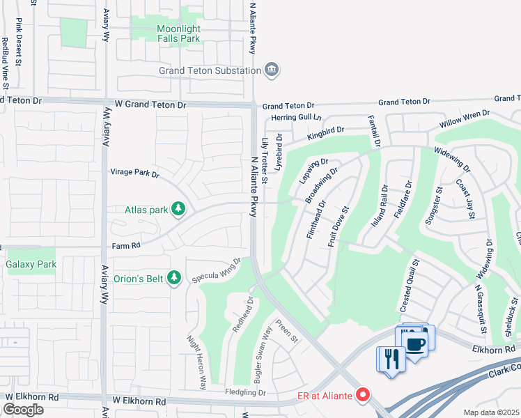 map of restaurants, bars, coffee shops, grocery stores, and more near 7717 Lily Troter Street in North Las Vegas