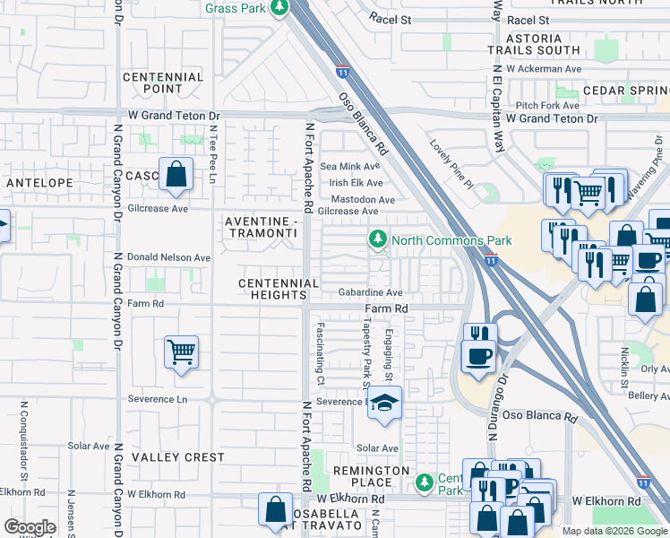 map of restaurants, bars, coffee shops, grocery stores, and more near 7604 Symmerty Court in Las Vegas