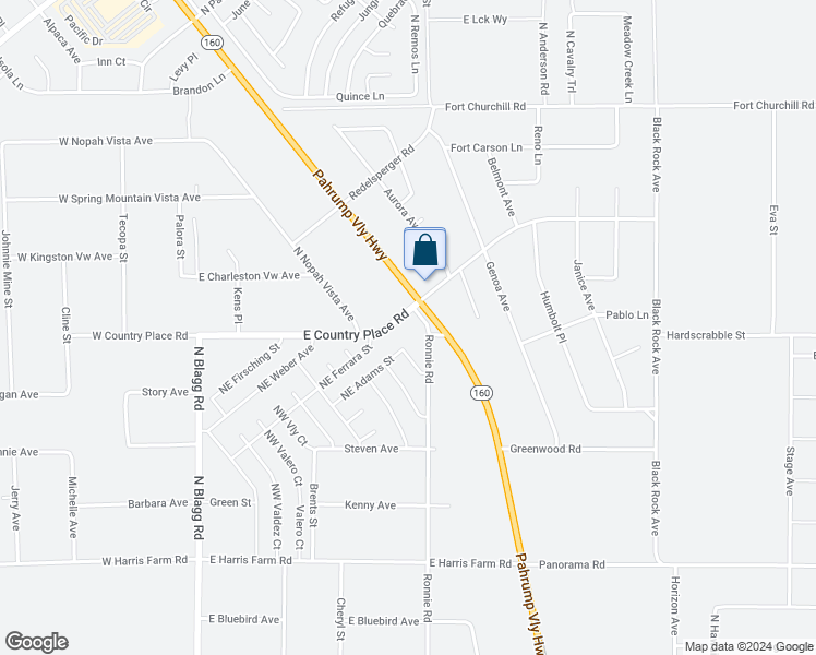 map of restaurants, bars, coffee shops, grocery stores, and more near 360 East Country Place Road in Pahrump