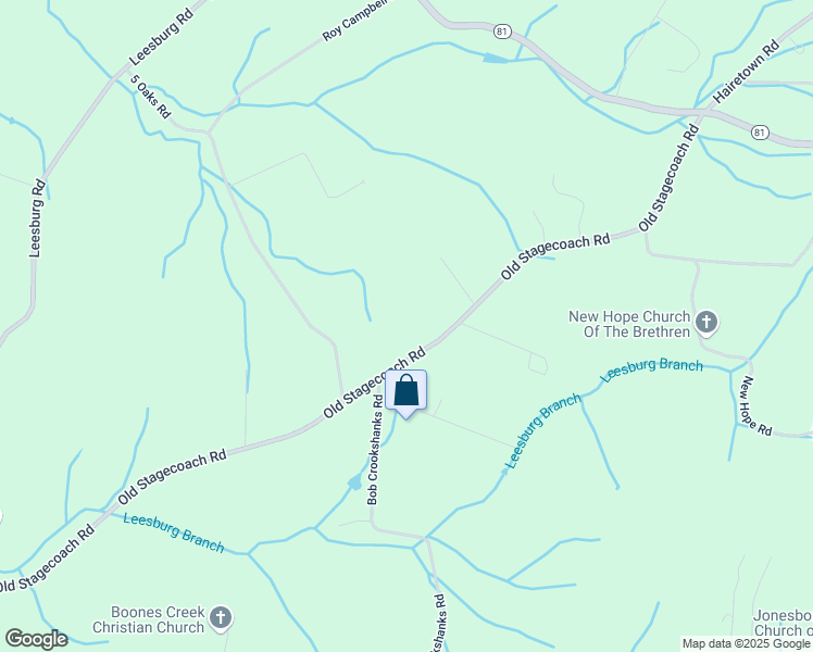 map of restaurants, bars, coffee shops, grocery stores, and more near 124 Forsyth Lane in Jonesborough