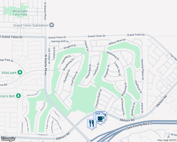 map of restaurants, bars, coffee shops, grocery stores, and more near 7709 Island Rail Drive in North Las Vegas