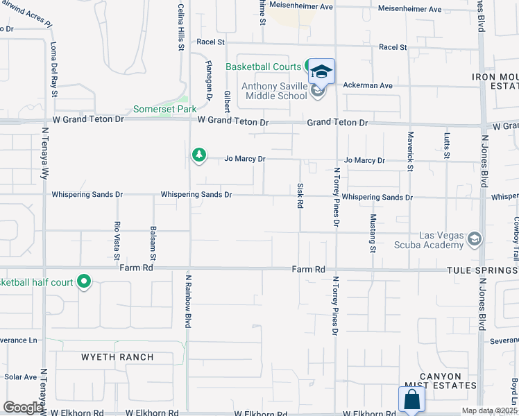 map of restaurants, bars, coffee shops, grocery stores, and more near 6615 Whispering Sands Drive in Las Vegas