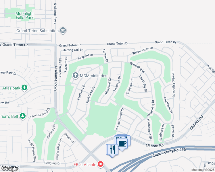 map of restaurants, bars, coffee shops, grocery stores, and more near 7709 Island Rail Drive in North Las Vegas