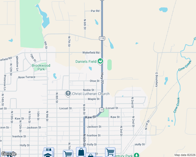 map of restaurants, bars, coffee shops, grocery stores, and more near 507 Otoe Street in Perry