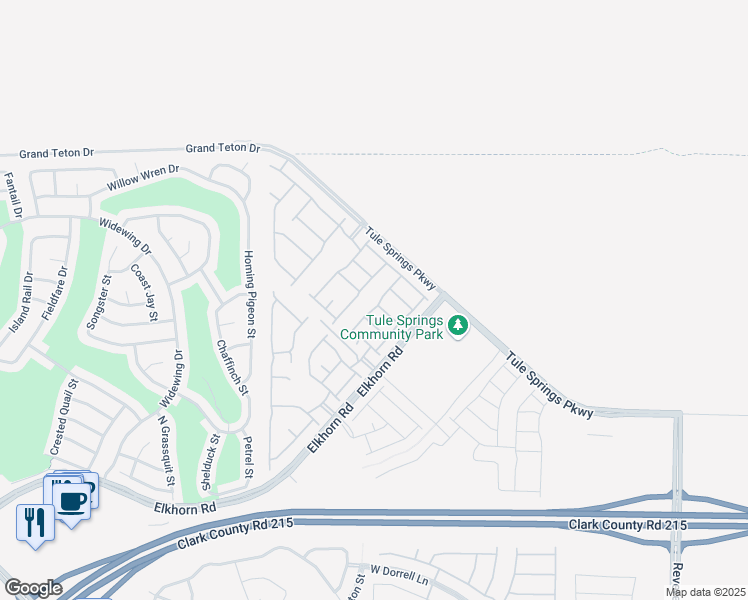 map of restaurants, bars, coffee shops, grocery stores, and more near 7711 Moore Creek Lane in North Las Vegas