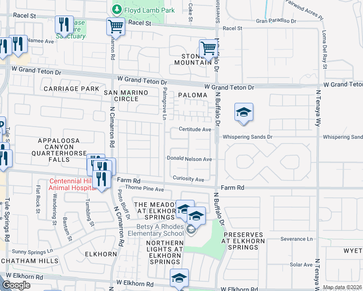 map of restaurants, bars, coffee shops, grocery stores, and more near 7704 Sanction Avenue in Las Vegas