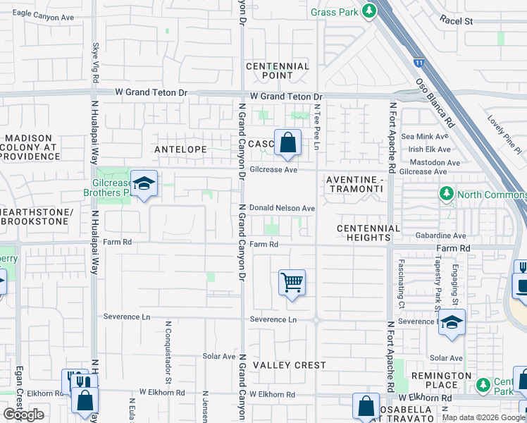 map of restaurants, bars, coffee shops, grocery stores, and more near 9540 Victory Garden Avenue in Las Vegas