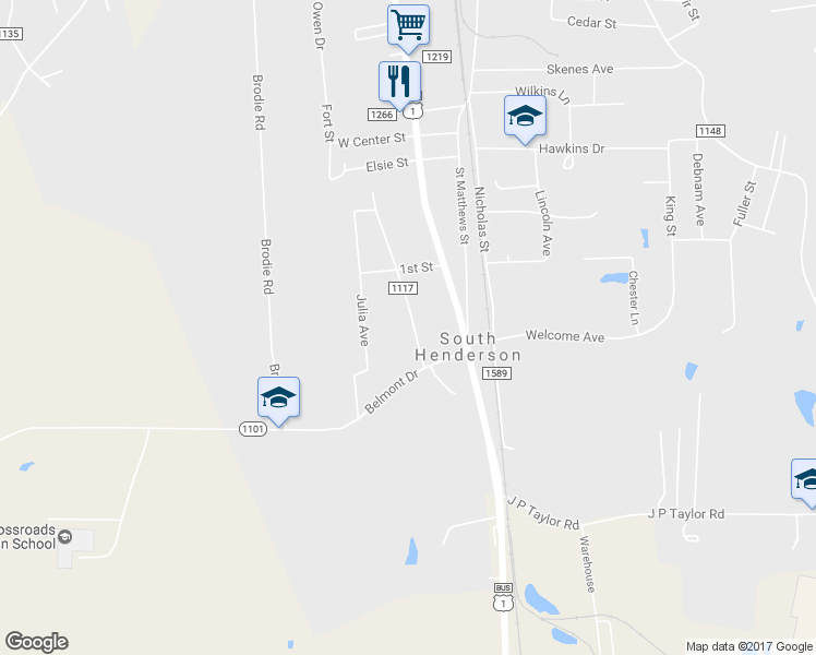 map of restaurants, bars, coffee shops, grocery stores, and more near 2060 Frances Avenue in Henderson