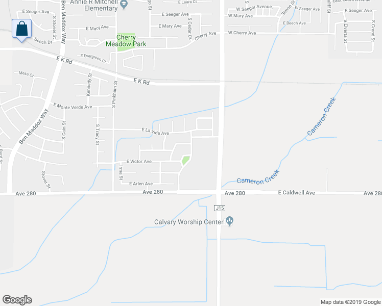 map of restaurants, bars, coffee shops, grocery stores, and more near 3244 Villa Street in Visalia