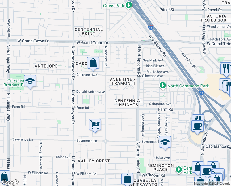 map of restaurants, bars, coffee shops, grocery stores, and more near 9303 Gilcrease Avenue in Las Vegas