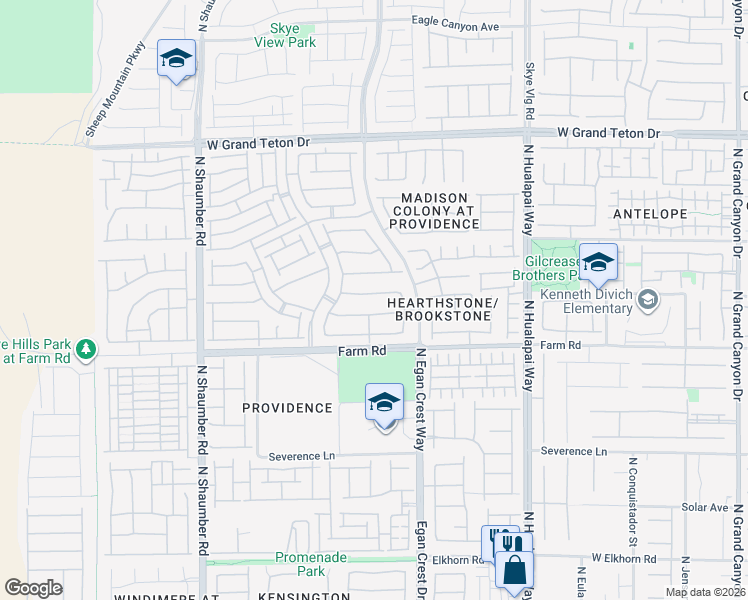 map of restaurants, bars, coffee shops, grocery stores, and more near 10334 Parkview Mountain Avenue in Las Vegas