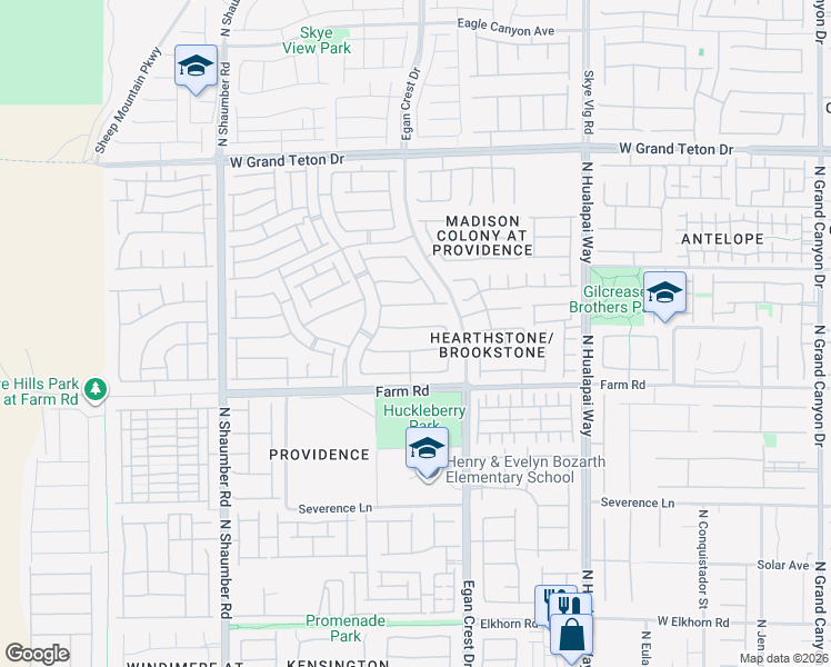 map of restaurants, bars, coffee shops, grocery stores, and more near 10334 Parkview Mountain Avenue in Las Vegas