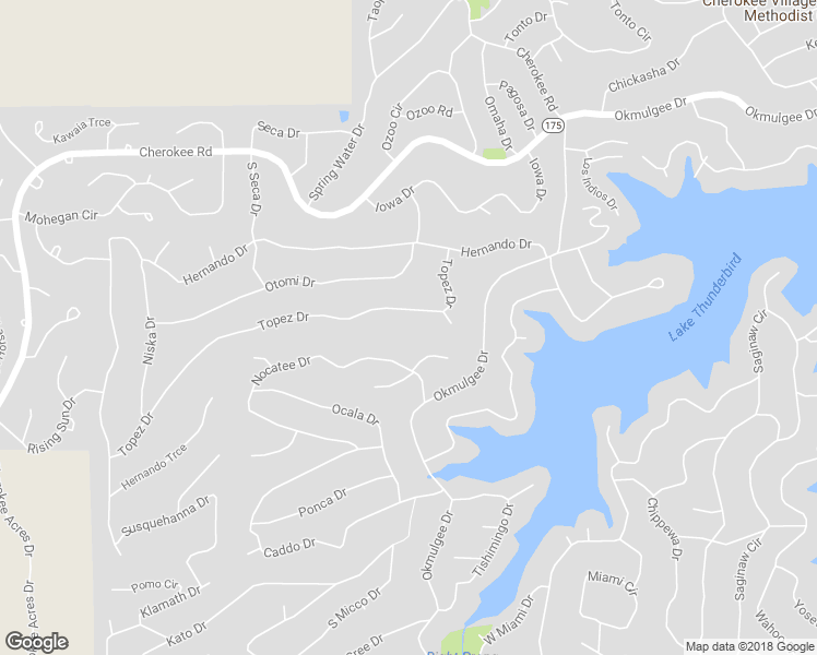 map of restaurants, bars, coffee shops, grocery stores, and more near 85 Topez Drive in Cherokee Village