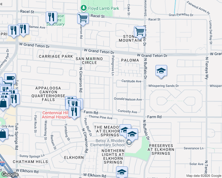 map of restaurants, bars, coffee shops, grocery stores, and more near 7805 Amulet Street in Las Vegas