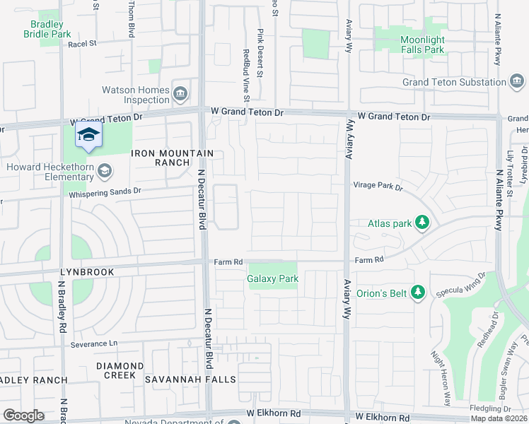 map of restaurants, bars, coffee shops, grocery stores, and more near 4531 Meteora Ledge Avenue in North Las Vegas